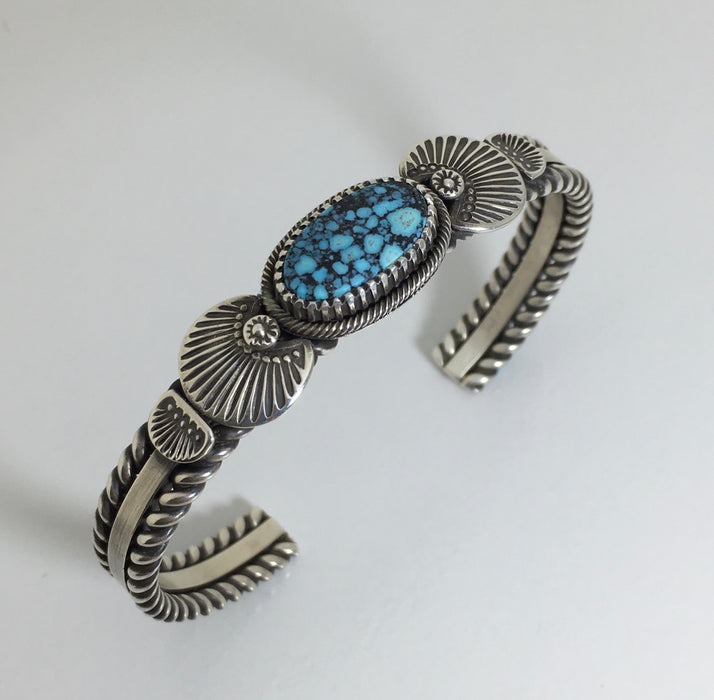 Kingman Turquoise and Silver Navajo Bracelet, by Ivan Howard