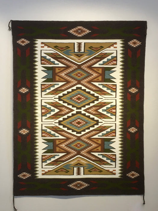 Teec Nos Pos Navajo Rug with Earth Tone Colors, by Irene Littleben