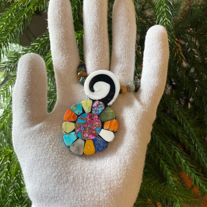 Shell and Stones Inlay Necklace, by Mary L. Tafoya