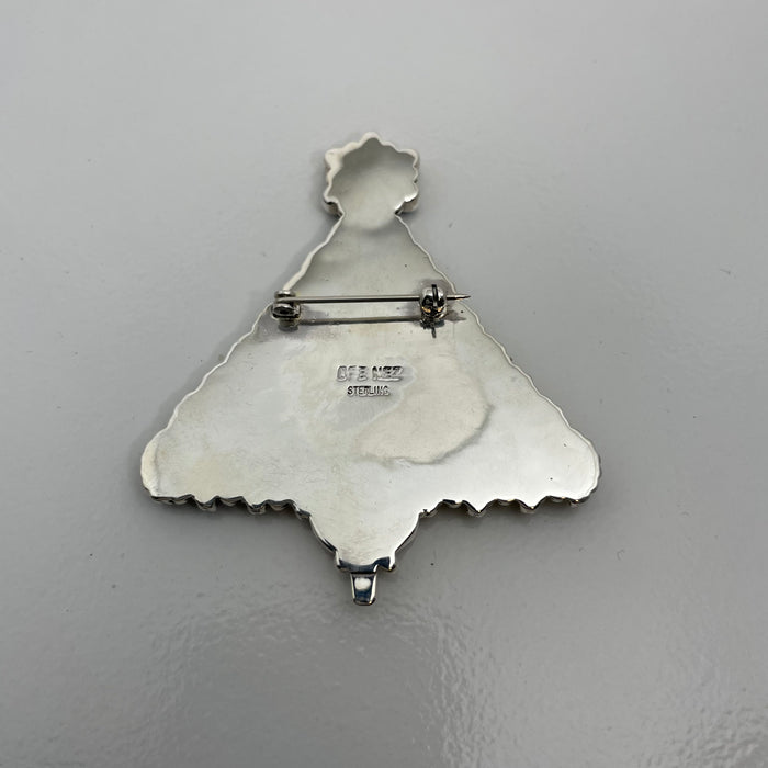 Precious Stones and Sterling Silver Christmas Tree Pin, by Dee Nez