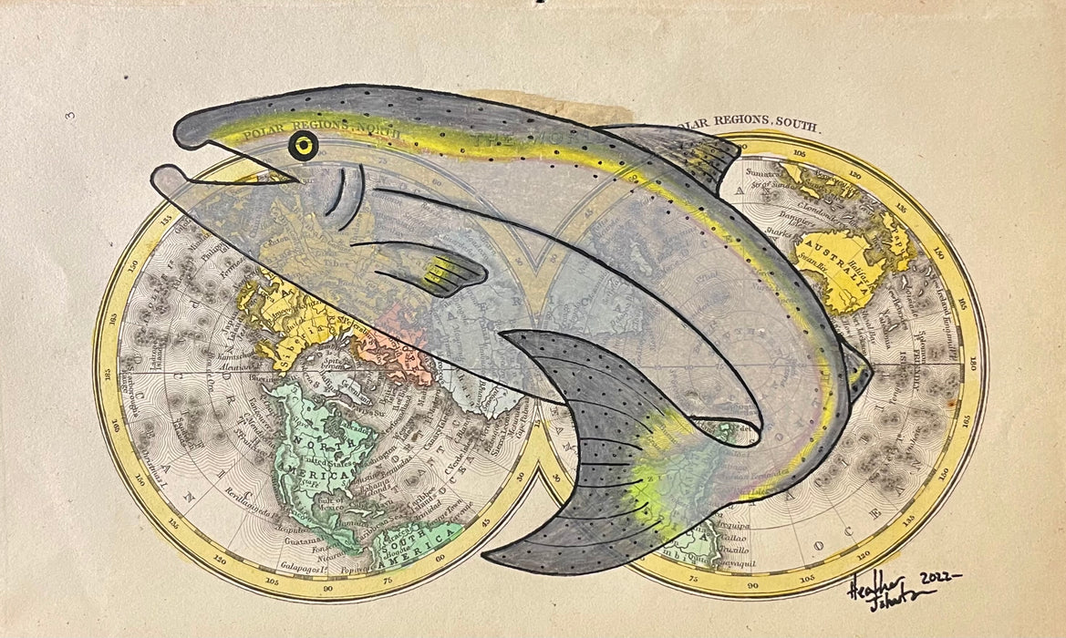 Iqallut (Many Salmon), 1850 World Map, by Heather Johnston