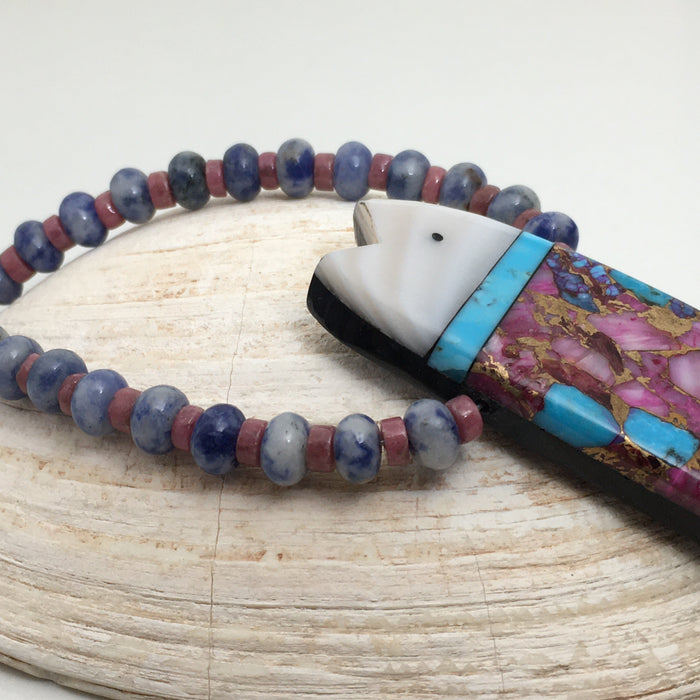 Lovely Lavender Fish Inlay Necklace, by Mary L. Tafoya