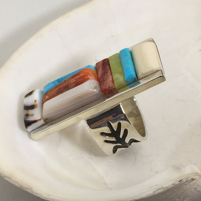 Wedge Cobbled Inlay Ring, by Lorenzo Tafoya