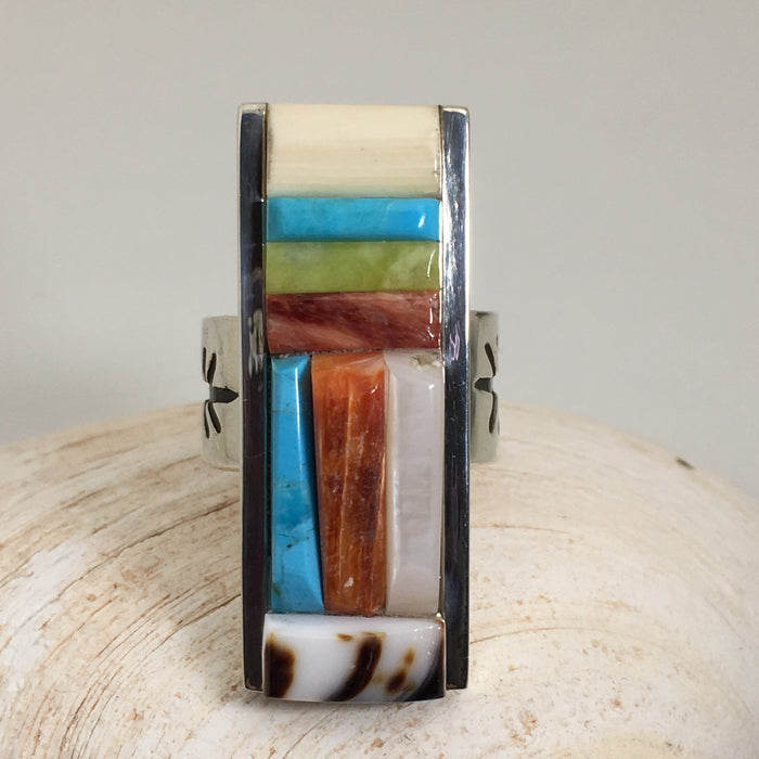 Wedge Cobbled Inlay Ring, by Lorenzo Tafoya