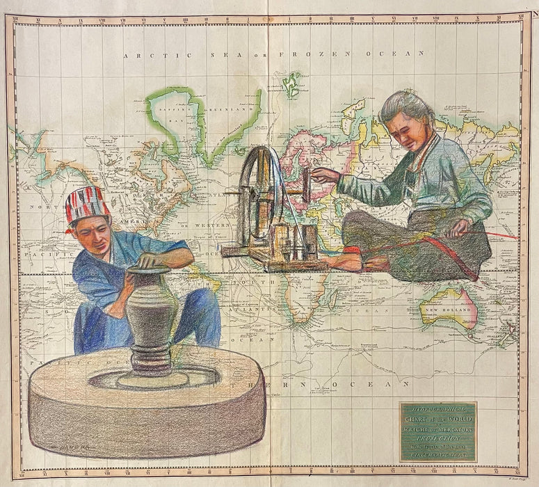 Potter and Spinner of Nepal, 1817 Map, by Chandra Tamrakar