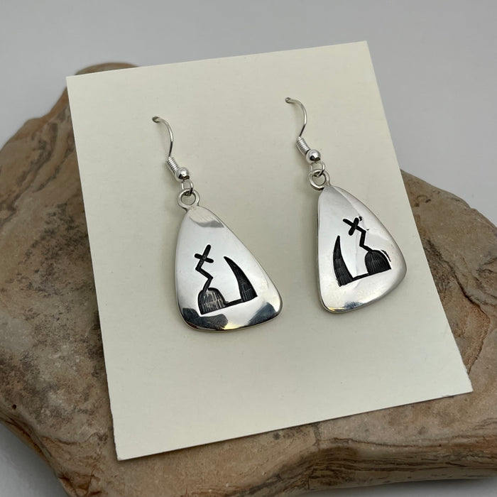 Lightening and Rain Hopi Earrings, by Steward Dacawyma
