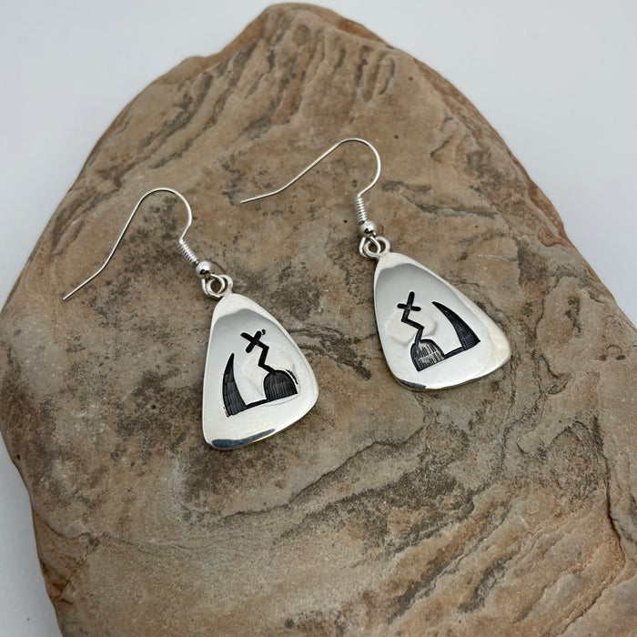 Lightening and Rain Hopi Earrings, by Steward Dacawyma