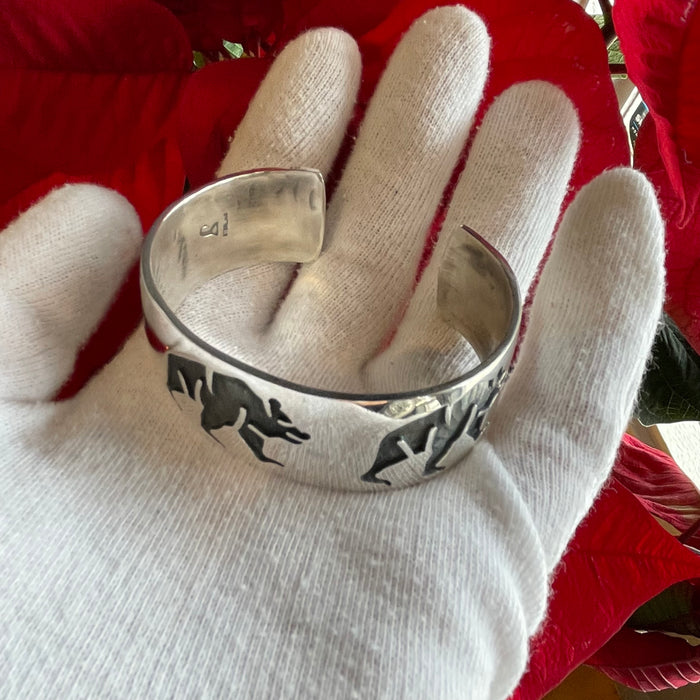 Silver Overlay Hopi Bear Bracelet, by Steward Dacawyma