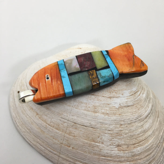 Colorful Swimmer Pendant, by Mary Louise Tafoya