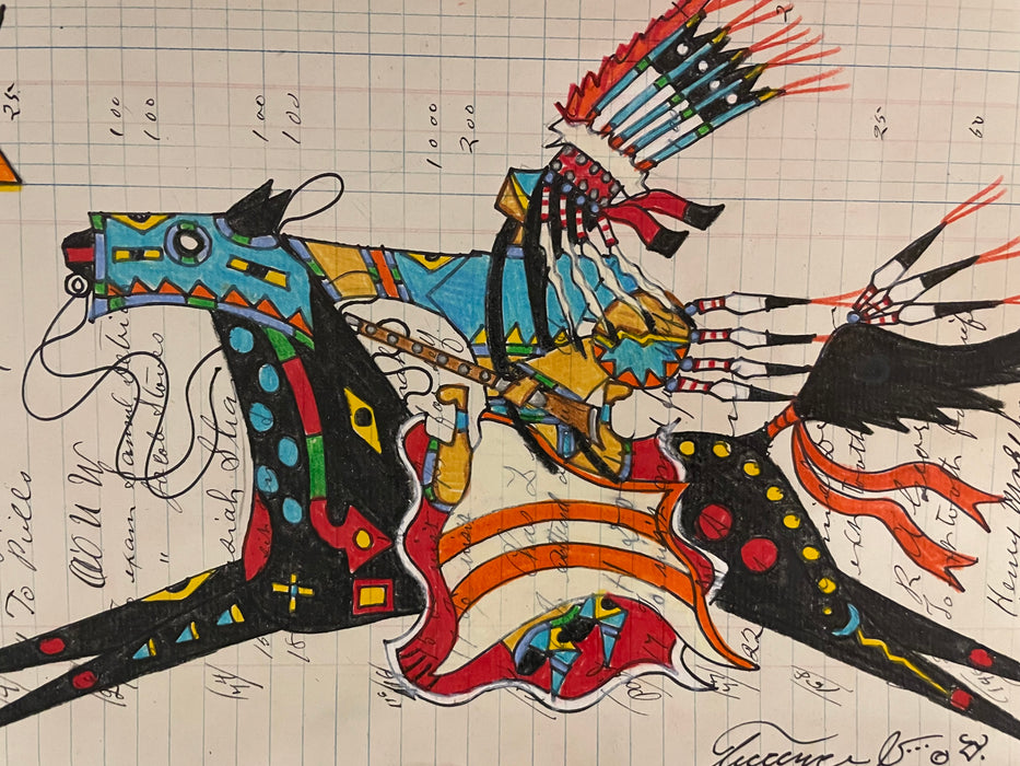Terrance Guardipee Ledger Art for Sale at Raven Makes Gallery