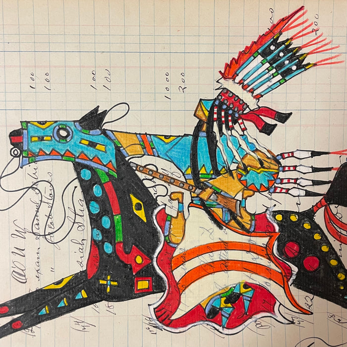 Blessed by Thunder, Ledger Art, by Terrance Guardipee