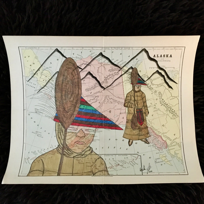 Alas'kaaq Taya'uq, Aleutian Islander, 1882 Map of Alaska, by Heather Johnston
