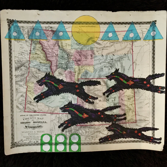 Black Wolf Society, 1875 Idaho Montana Wyoming Railroad Map, by Terrance Guardipee, Blackfeet