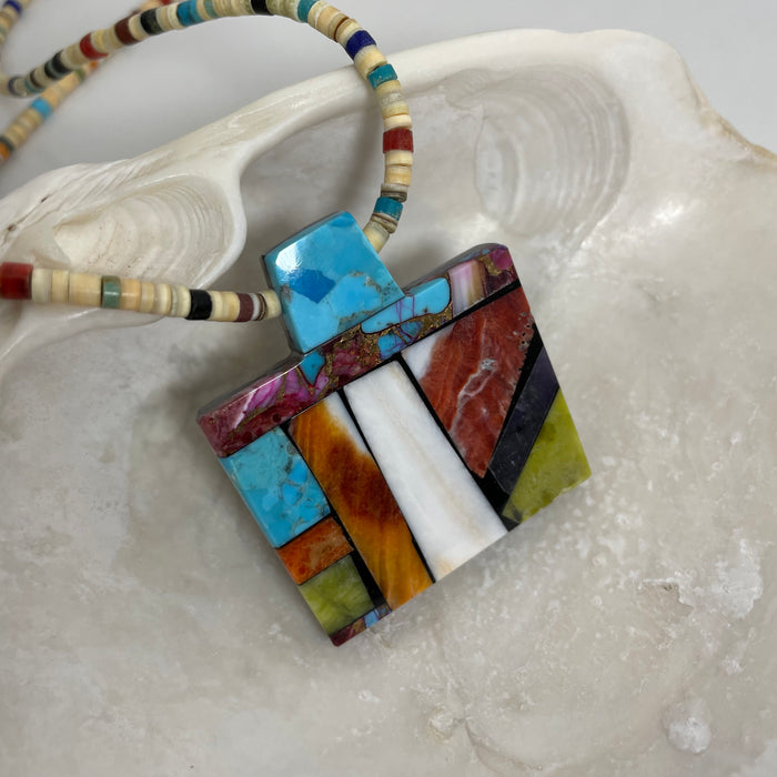 Mosaic Stacks Pendant Necklace, by Mary L. Tafoya