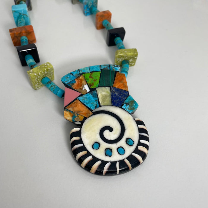 Mosaic and Square Beads Necklace, by Mary L. Tafoya