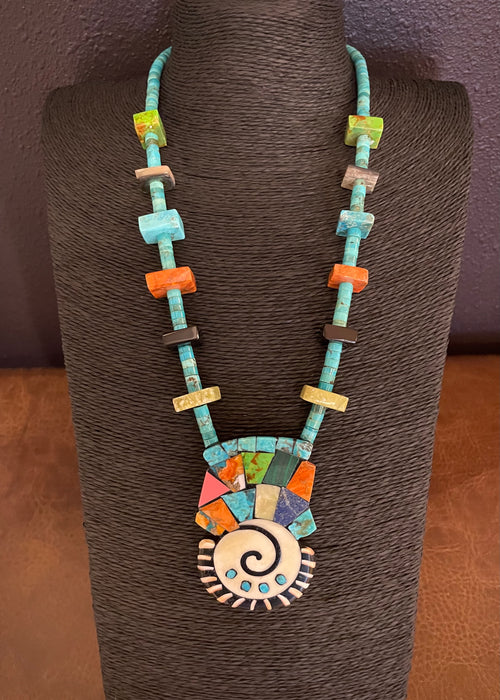 Mosaic and Square Beads Necklace, by Mary L. Tafoya