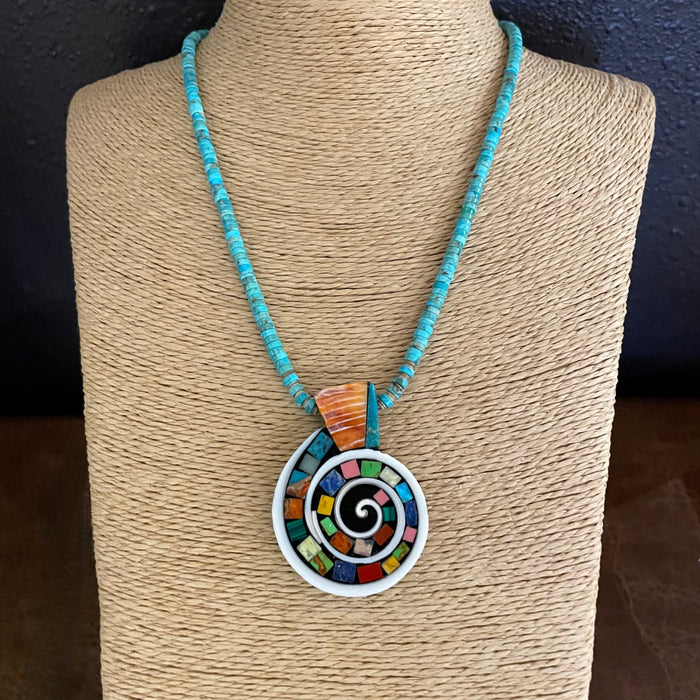 Mosaic Maze Inlay Necklace, by Mary L. Tafoya