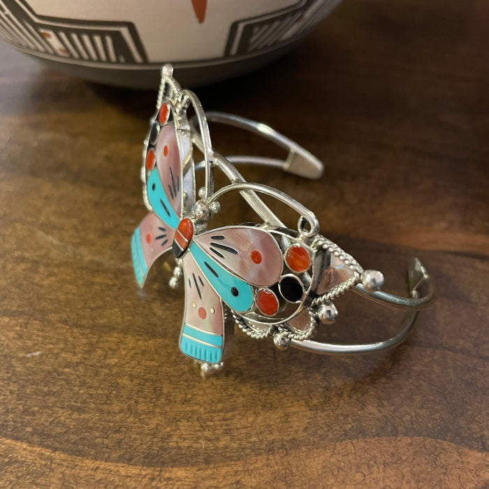 Zuni Inlay Butterfly Bracelet, by Lyndon Ahiyite