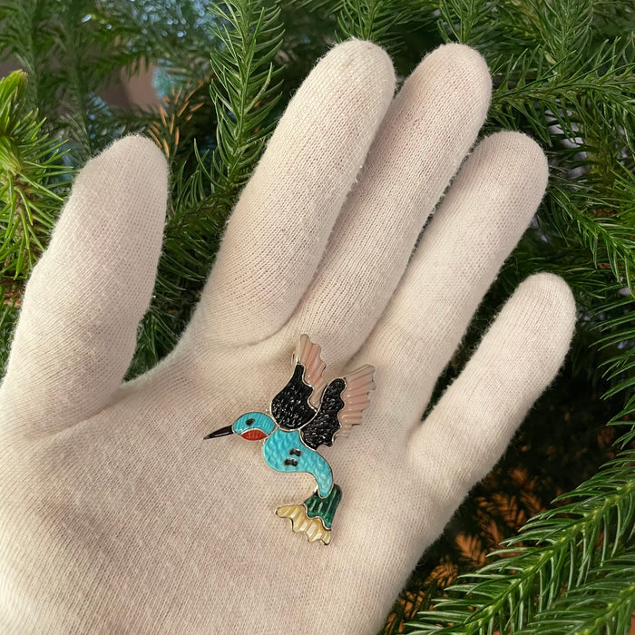 Zuni Inlay Hummingbird Pendant, by Tamara Pinto