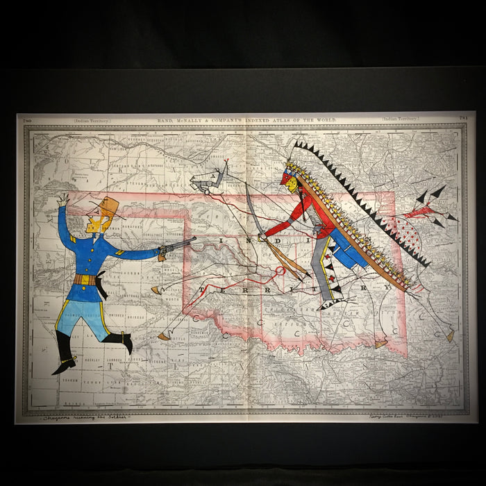 Cheyenne Running the Soldier, 1884 Indian Territory, George Curtis Levi, Southern Cheyenne, Arapaho