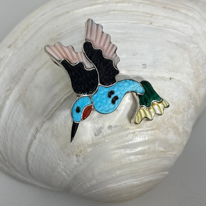 Zuni Inlay Hummingbird Pendant, by Tamara Pinto
