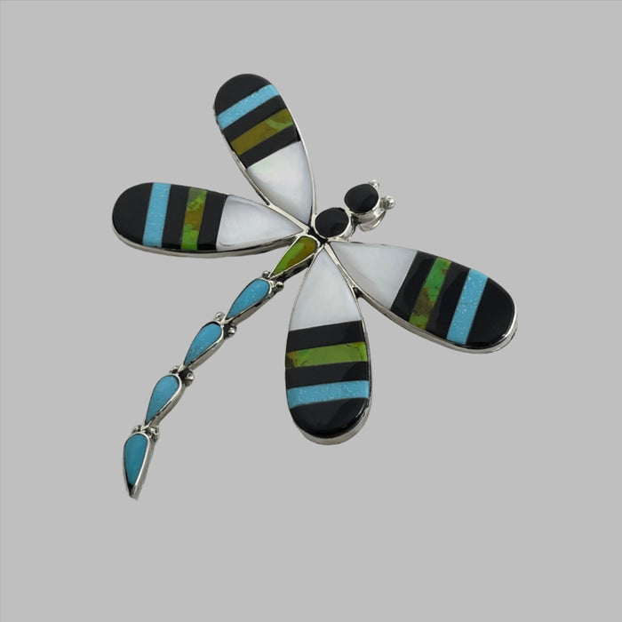 Dragonfly Inlay Brooch or Pendant, by Angus Ahiyite