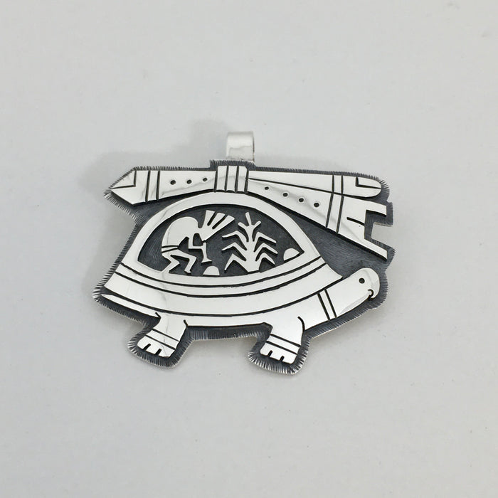 Hopi Silver Turtle Pendant, by Berra Tawahongva