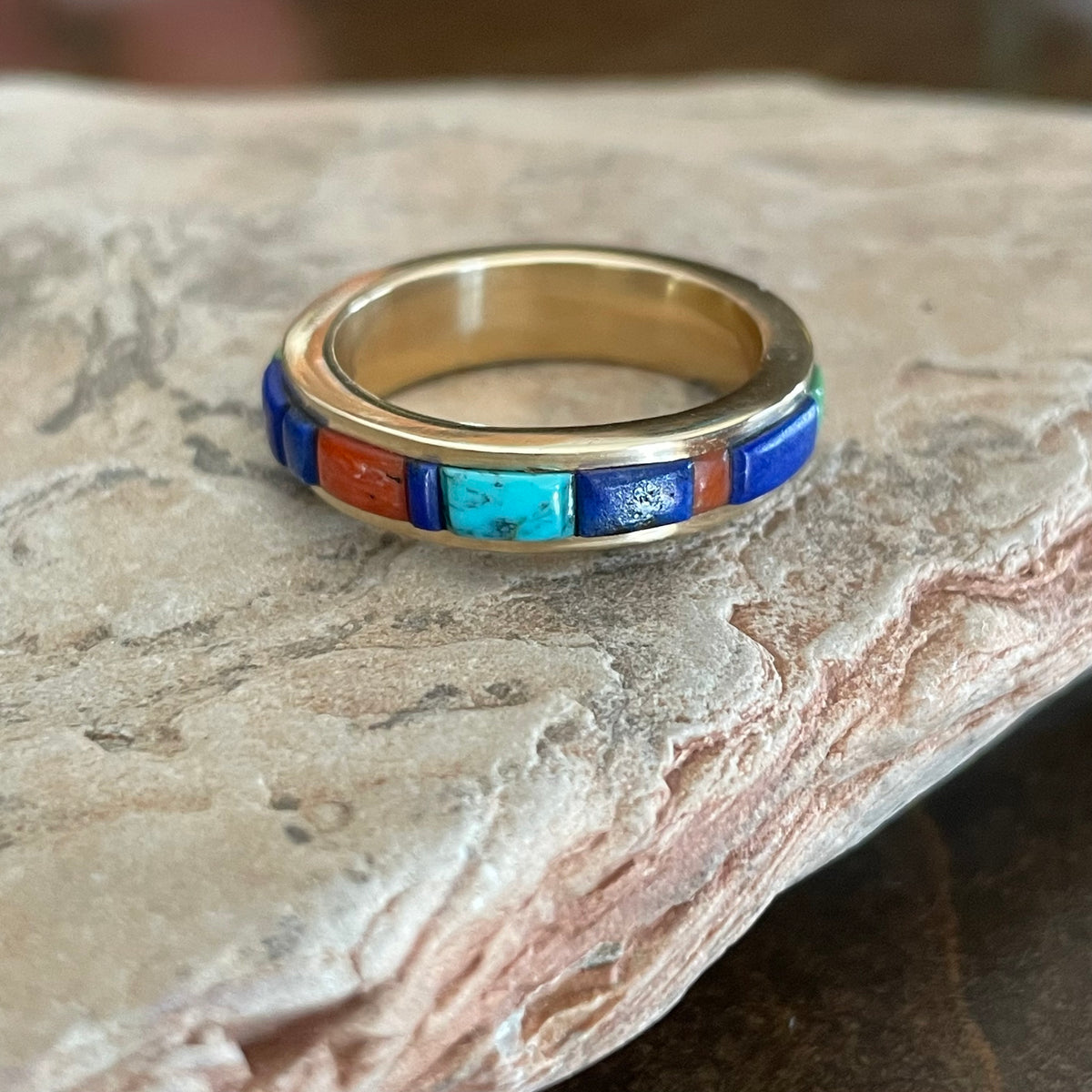 Inlaid Gold Ring, by Charles Loloma– Raven Makes Gallery