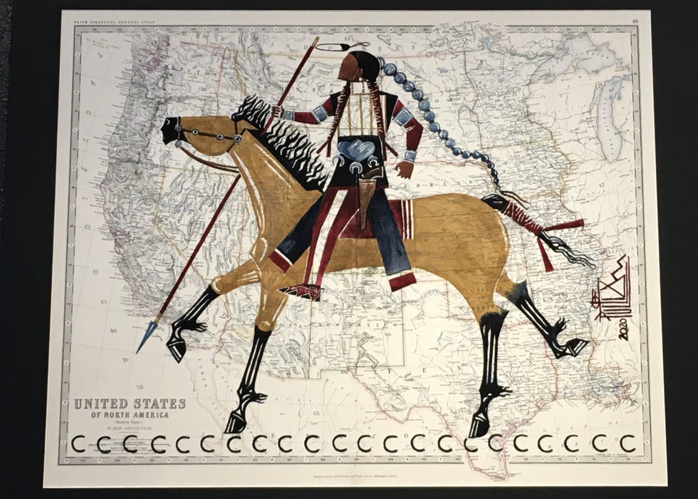 A Dog Soldier Goes to War, 1880 Map of the Western States and Territories, Joe Pulliam, Oglala Lakota