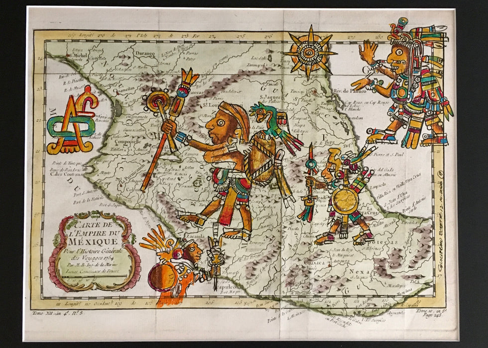 Tleteotl and the Pochtekameh (Fire God and The Traders) on 1754 Central Mexico, Guillermo Chavez Rosette, Aztec-Toltec