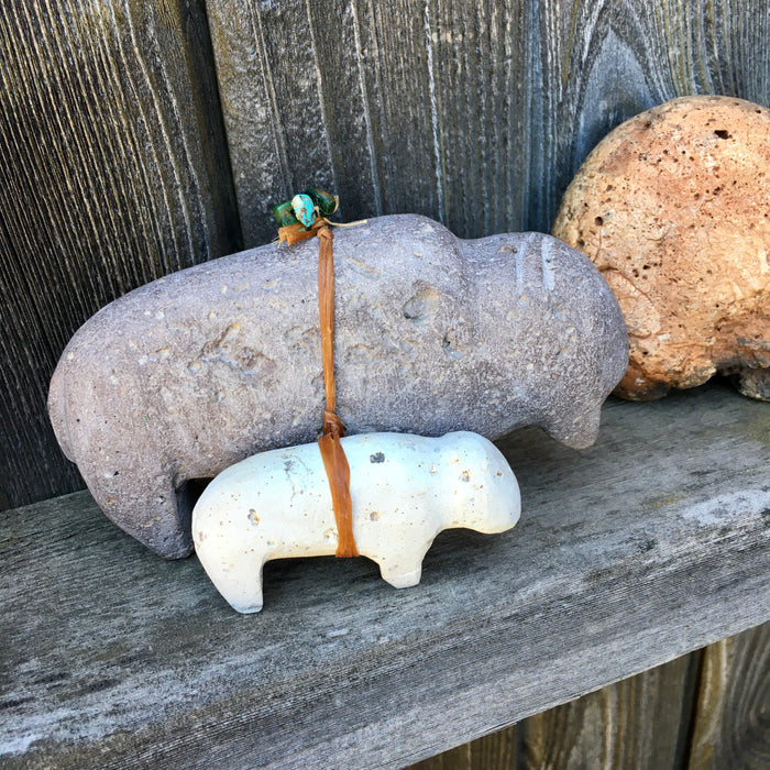 Bison and White Calf Stone Carving Fetish, by Salvador Romero