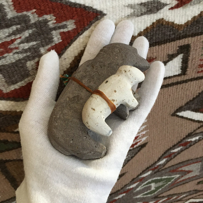 Bison and White Calf Stone Carving Fetish, by Salvador Romero