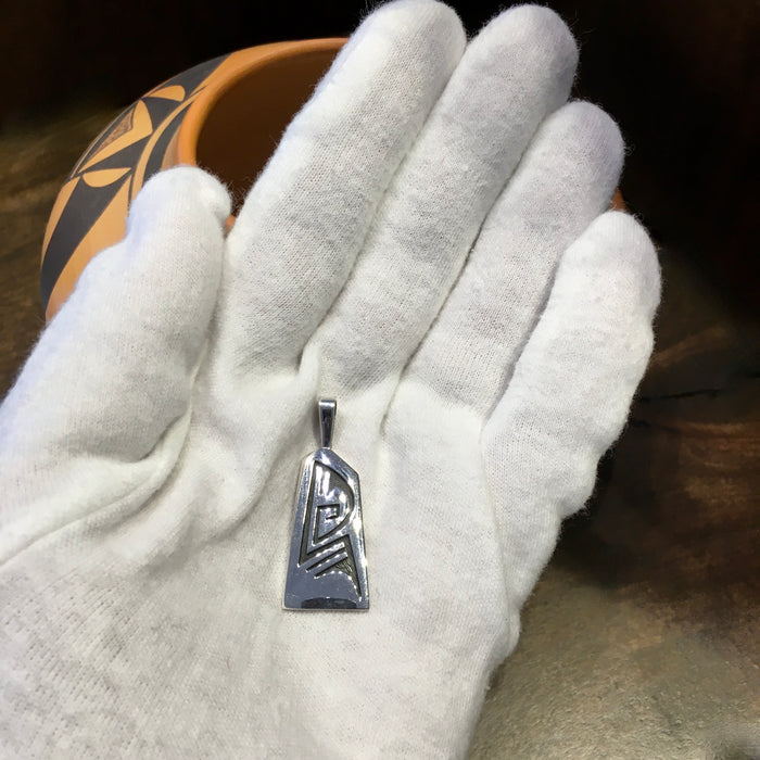 Hopi Silver Overlay Pendant, by Delwyn Tawvaya