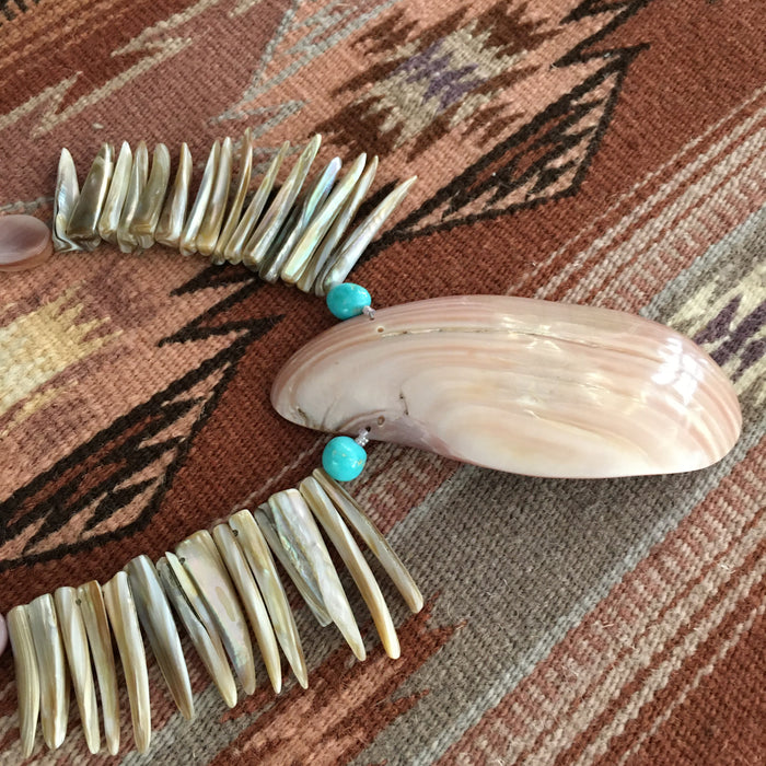 Pink Shell Zuni Maiden Necklace, by Jovanna Poblano