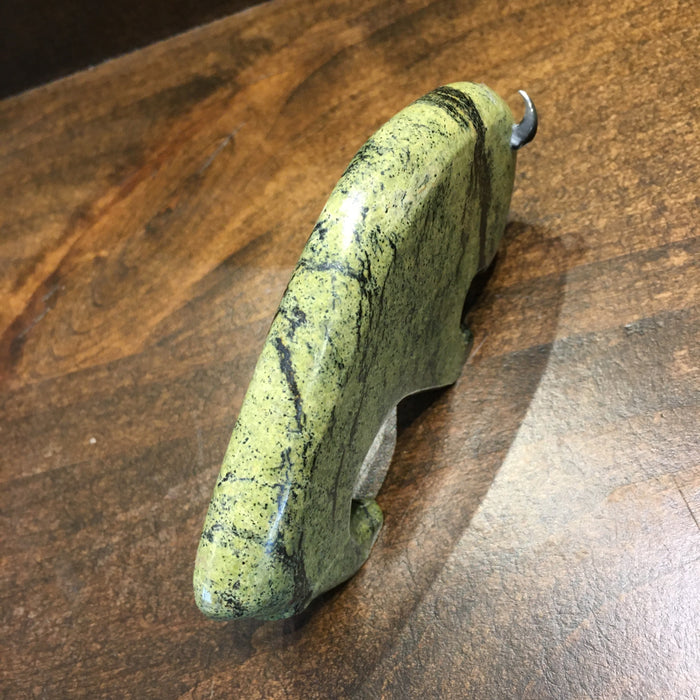 Frogstone Serpentine Buffalo Zuni Fetish, by Todd Westika