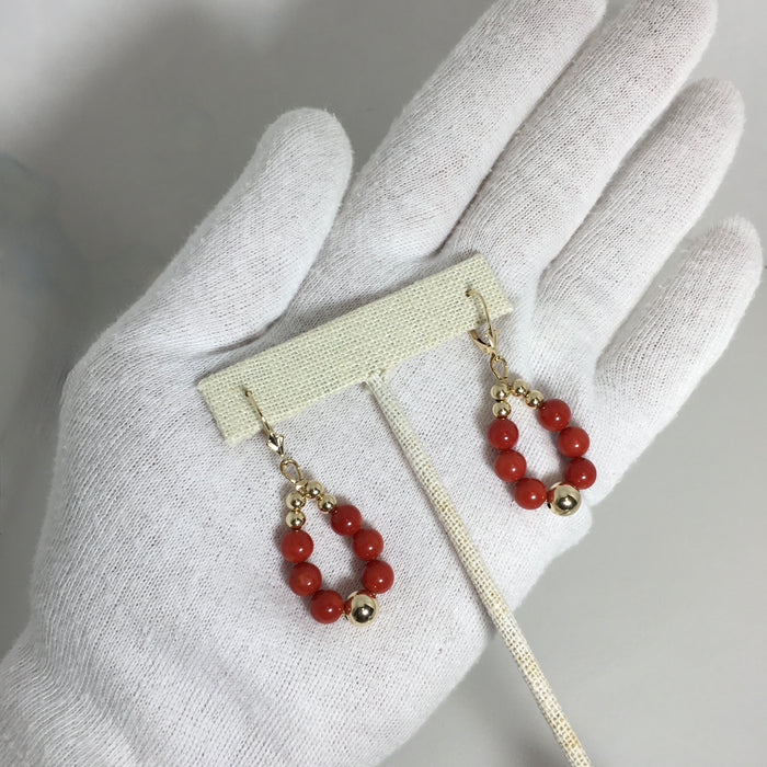 Natural Mediterranean Coral and 14k Earrings, by Fortune Huntinghorse