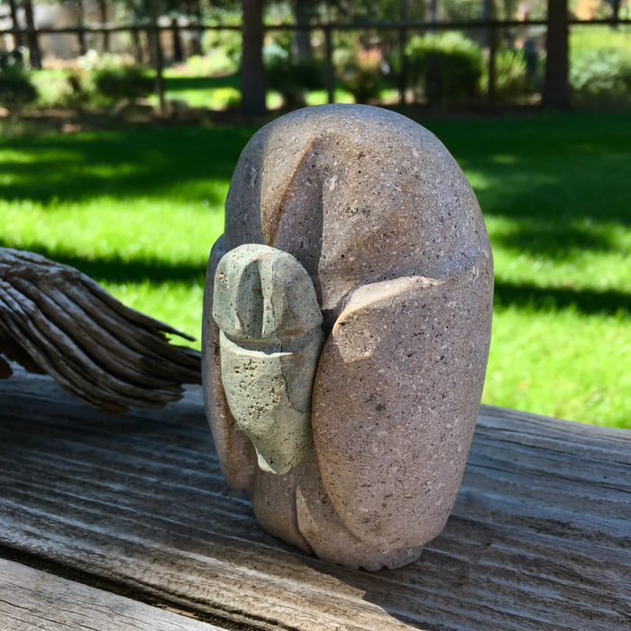 Mom and Baby Owl Stone Fetish, by Salvador Romero