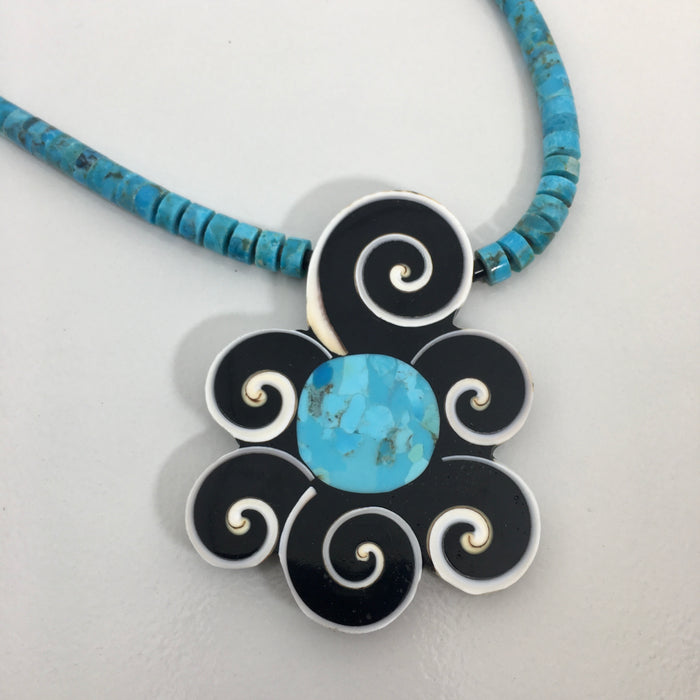 Centered World Swirl Mosaic Inlay Necklace, by Mary Louise Tafoya