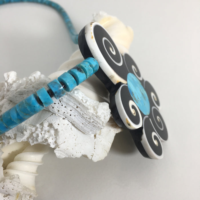 Centered World Swirl Mosaic Inlay Necklace, by Mary Louise Tafoya
