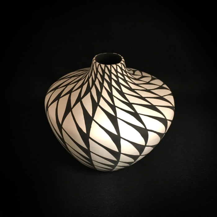 Acoma Fine Line Black on White Pottery, by Sandra Victorino