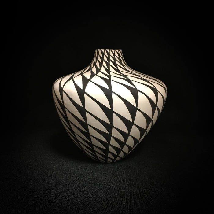 Acoma Fine Line Black on White Pottery, by Sandra Victorino