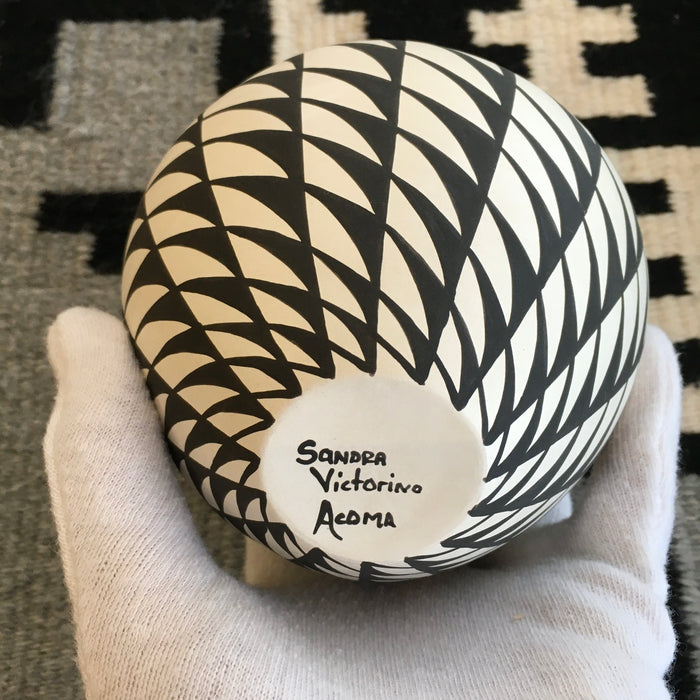 Acoma Fine Line Black on White Pottery, by Sandra Victorino