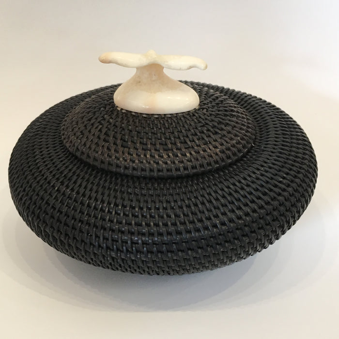 Baleen Basket with Walrus Ivory Finial, by Don Johnston