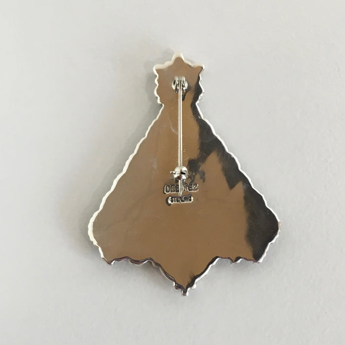 Precious Stones and Sterling Silver Christmas Tree Pin, by Dee Nez