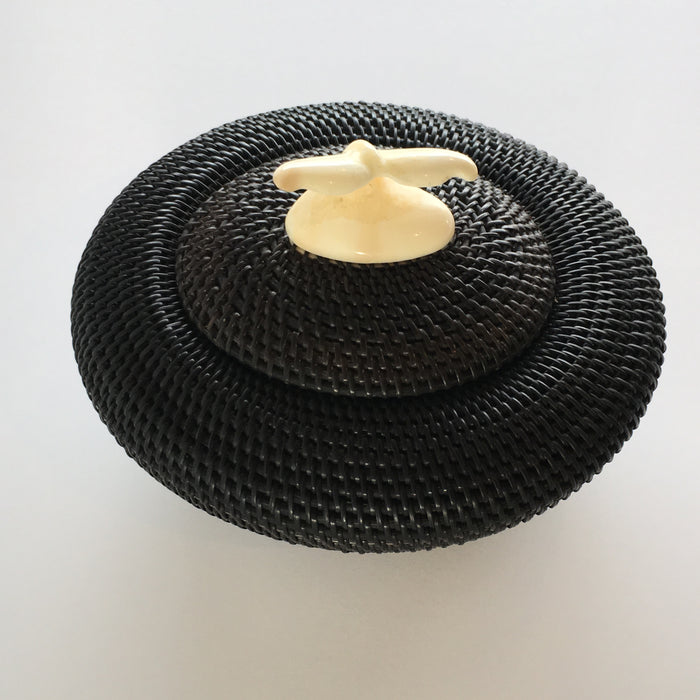Baleen Basket with Walrus Ivory Finial, by Don Johnston