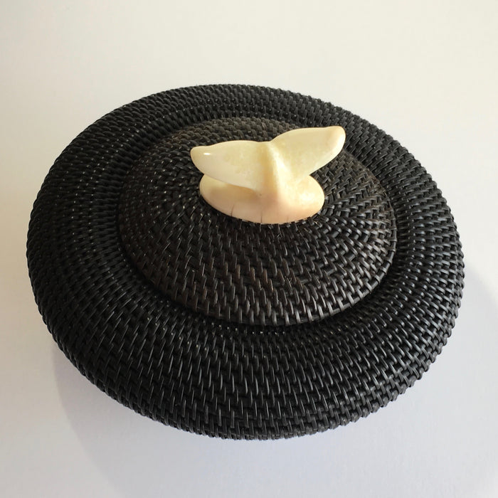 Baleen Basket with Walrus Ivory Finial, by Don Johnston