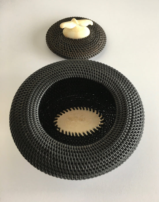 Baleen Basket with Walrus Ivory Finial, by Don Johnston