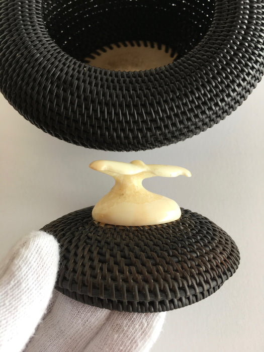 Baleen Basket with Walrus Ivory Finial, by Don Johnston