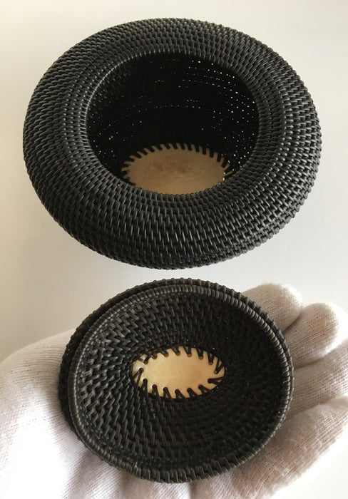 Baleen Basket with Walrus Ivory Finial, by Don Johnston