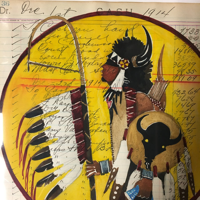 Song for the Buffalo, Plains Ledger Art, by Joe Pulliam